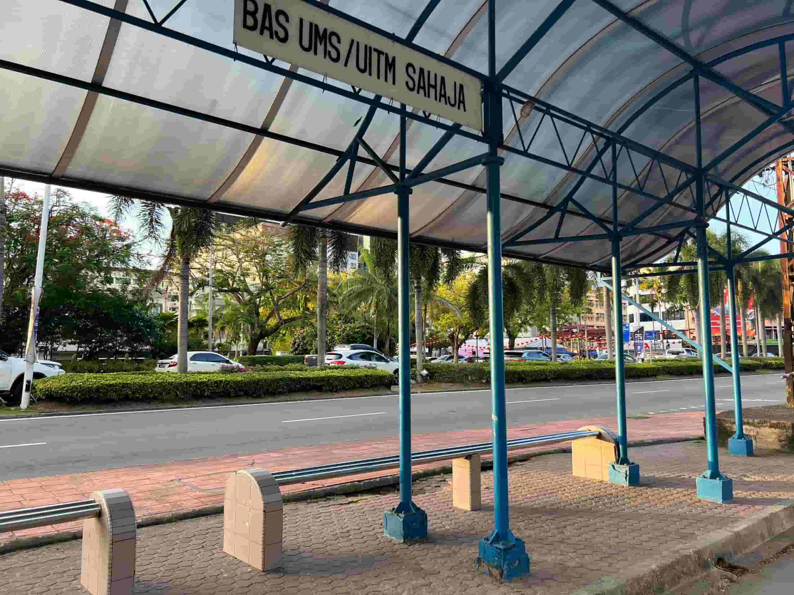 bus stop with sign